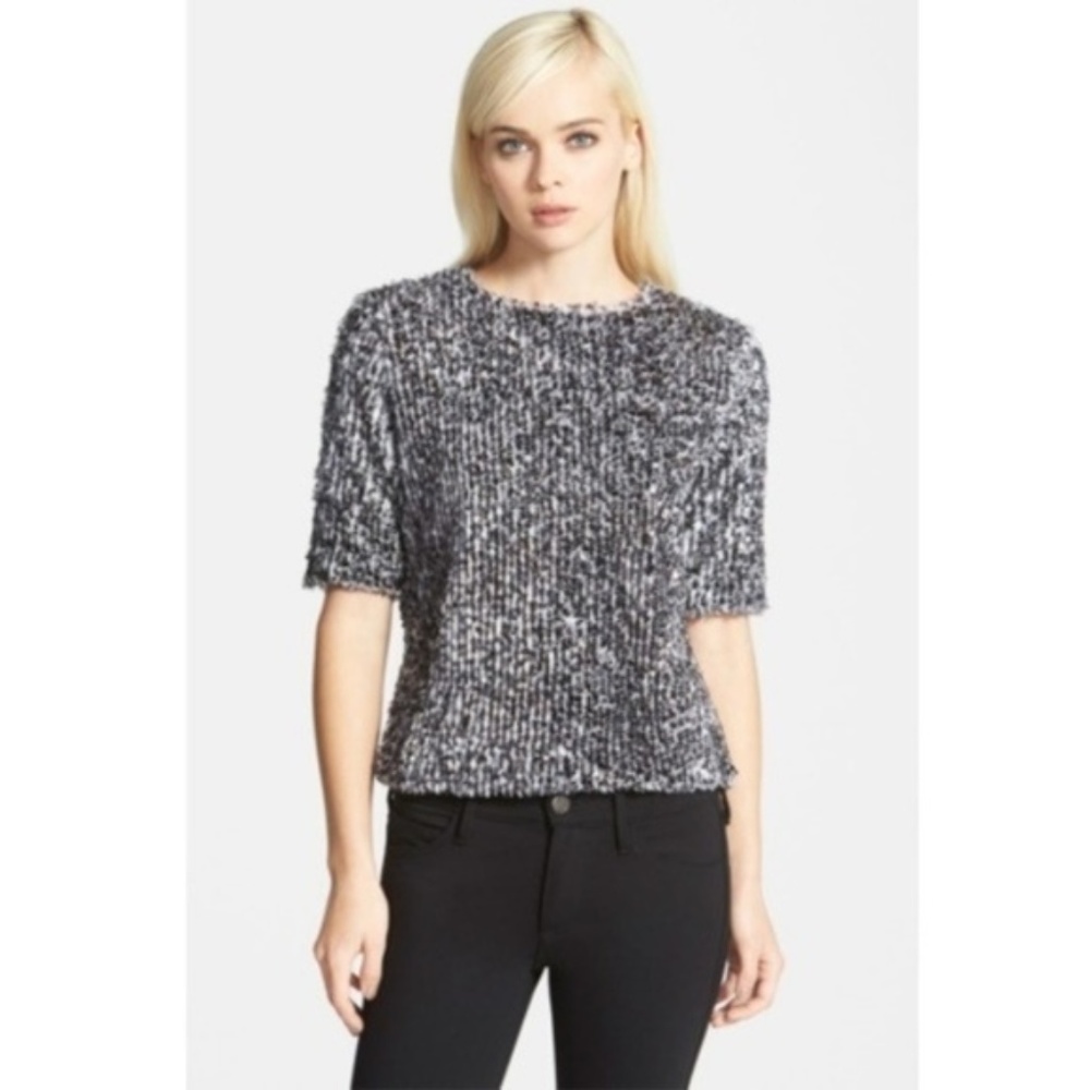 Search For Sanity Fuzzy Sequin Short Sleeve Top